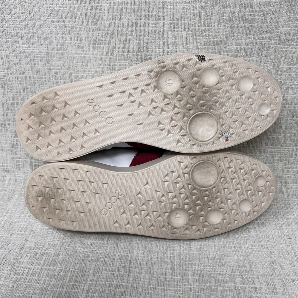 ECCO Street Lite Leather Sneakers Women‎ 40EU 9-9.5 White Red Minimalist Casual - Picture 7 of 9
